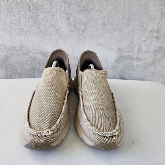 Skechers Shoes Mens 12 Canvas Comfort Slip Ins Parson Dewitt Taupe Hands Free - Picture 8 of 11